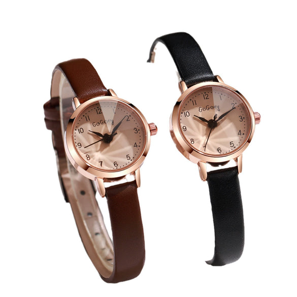 Allmatch Fashion Female Watch With Alloy Case And Pu Strap Round Dial Sweet Style