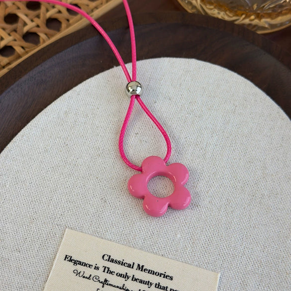 Allmatch Flower Wax Rope Alloy Necklace With Baking Paint And Geometric Style For Women