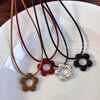 Allmatch Flower Wax Rope Alloy Necklace With Baking Paint And Geometric Style For Women