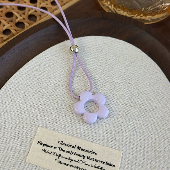 Allmatch Flower Wax Rope Alloy Necklace With Baking Paint And Geometric Style For Women
