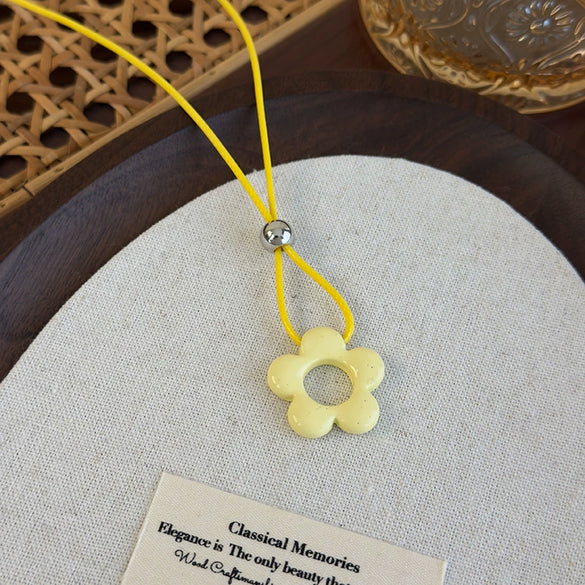 Allmatch Flower Wax Rope Alloy Necklace With Baking Paint And Geometric Style For Women
