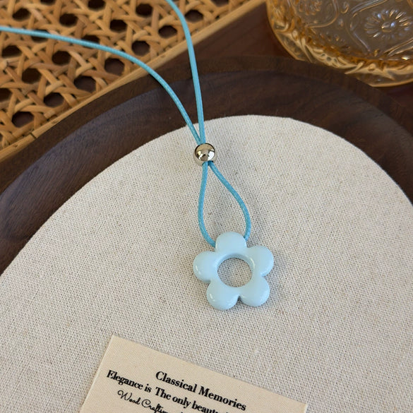 Allmatch Flower Wax Rope Alloy Necklace With Baking Paint And Geometric Style For Women