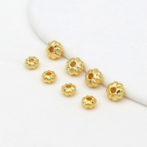Allmatch Geometric Alloy Flat Beads With Pumpkin Lantern Pattern 18K Goldplated For Diy Handmade Beading