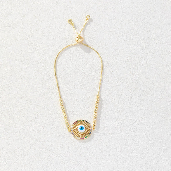Allmatch Geometric Copper Electroplated Devil's Eye Bracelet For Women