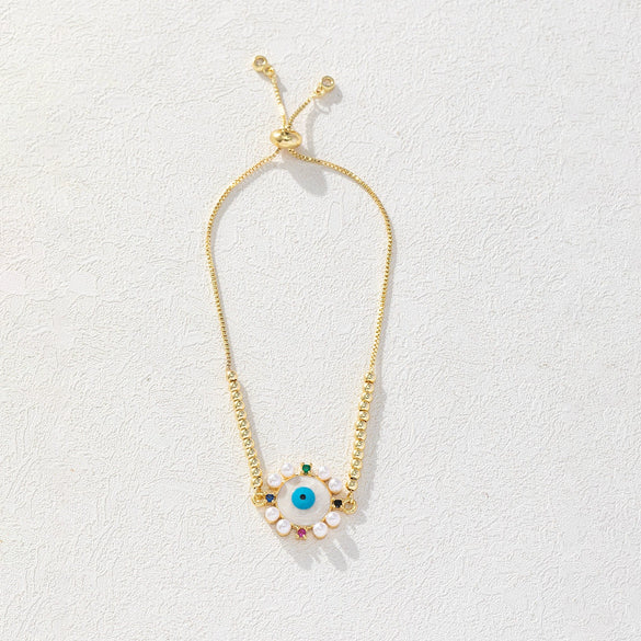 Allmatch Geometric Copper Electroplated Devil's Eye Bracelet For Women