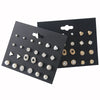 Allmatch Geometric Metal Pearl Love Diamond Zircon Earrings Set For Women With Electroplating