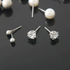 Allmatch Geometric Metal Pearl Love Diamond Zircon Earrings Set For Women With Electroplating