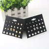 Allmatch Geometric Metal Pearl Love Diamond Zircon Earrings Set For Women With Electroplating