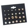 Allmatch Geometric Metal Pearl Love Diamond Zircon Earrings Set For Women With Electroplating