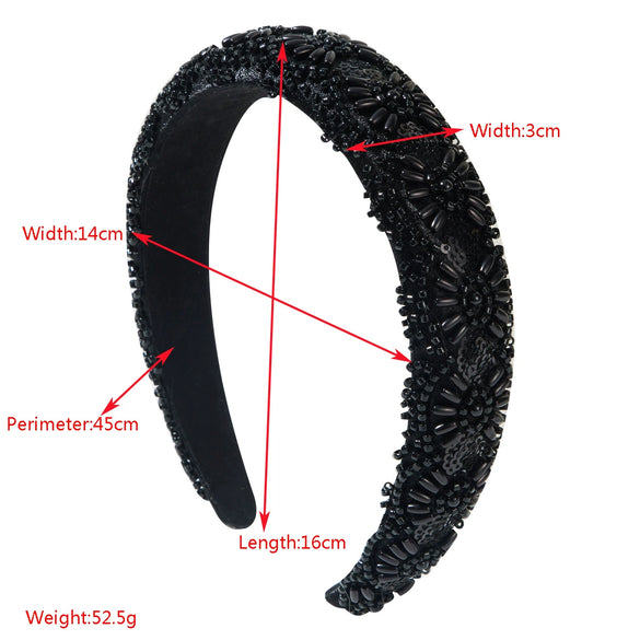 Allmatch Hair Hoop Alloy Handmade Rice Bead Sequins Geometric For Women
