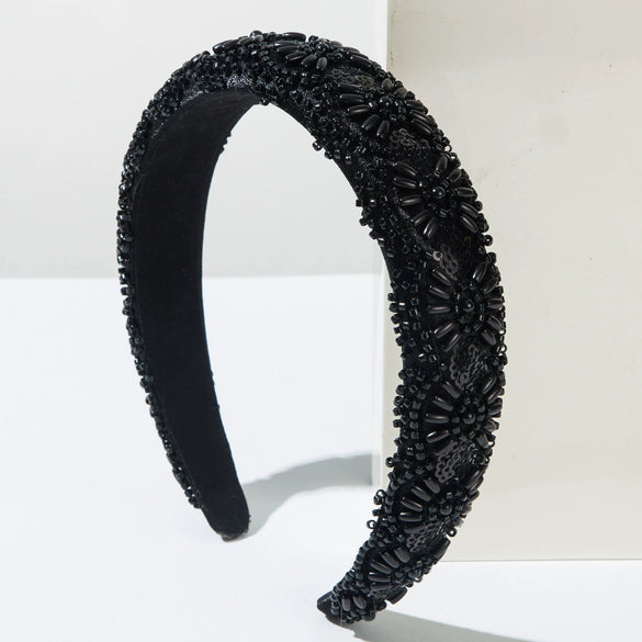 Allmatch Hair Hoop Alloy Handmade Rice Bead Sequins Geometric For Women