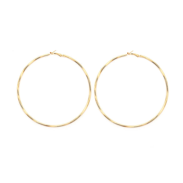 Allmatch Hollow Large Circle Geometric Alloy Earrings With Silver Inlay