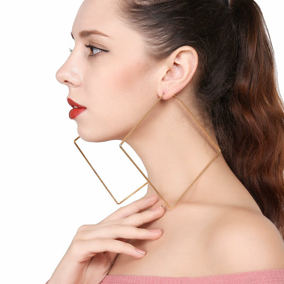 Allmatch Hollow Large Circle Geometric Alloy Earrings With Silver Inlay