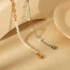 Allmatch Imitation Pearl Women's Geometry Style Electroplated Stainless Steel Bracelet