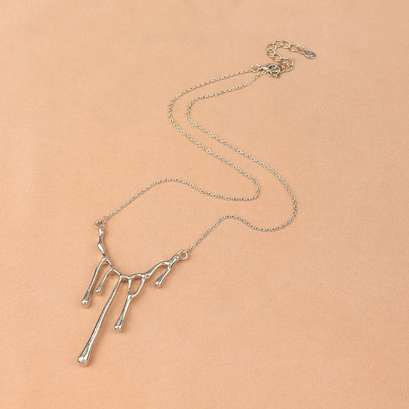 Allmatch Lava Alloy Necklace With Geometric Pattern And Electroplating Treatment Water Wave Chain Style Unisex