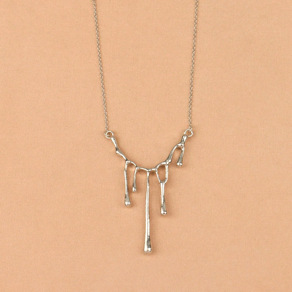 Allmatch Lava Alloy Necklace With Geometric Pattern And Electroplating Treatment Water Wave Chain Style Unisex