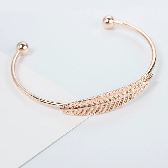Allmatch Leaf Alloy Bracelet With Electroplating Natural Style