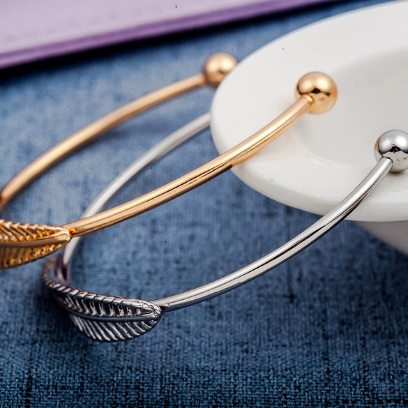 Allmatch Leaf Alloy Bracelet With Electroplating Natural Style