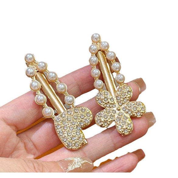 Allmatch Light Luxury Alloy Pearl Rhinestone Duckbill Hair Clip For Girls Set With Diamonds