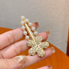Allmatch Light Luxury Alloy Pearl Rhinestone Duckbill Hair Clip For Girls Set With Diamonds