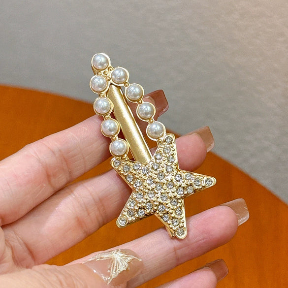 Allmatch Light Luxury Alloy Pearl Rhinestone Duckbill Hair Clip For Girls Set With Diamonds
