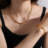 Allmatch Luxury 316L Stainless Steel And 316L Stainless Steel Ots Buckle Jewelry Electroplated Necklace And Bracelet For Women Fashion Ol Style