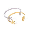Allmatch Marine Elements Starfish Scallop Opening Adjustable Fashion Stainless Steel Bracelet With 18K Furnace Vacuum Plating