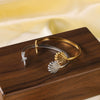 Allmatch Marine Elements Starfish Scallop Opening Adjustable Fashion Stainless Steel Bracelet With 18K Furnace Vacuum Plating