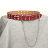 Allmatch Metal Chain Belt With Doublerow Air Eye Rivets Imitation Leather Hiphop Style