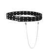 Allmatch Metal Chain Belt With Doublerow Air Eye Rivets Imitation Leather Hiphop Style