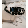 Allmatch Metal Chain Belt With Doublerow Air Eye Rivets Imitation Leather Hiphop Style