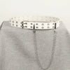 Allmatch Metal Chain Belt With Doublerow Air Eye Rivets Imitation Leather Hiphop Style