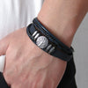Allmatch Multilayer Woven Alloy And Pu Leather Bracelet With Geometric Pattern And Electroplating Treatment