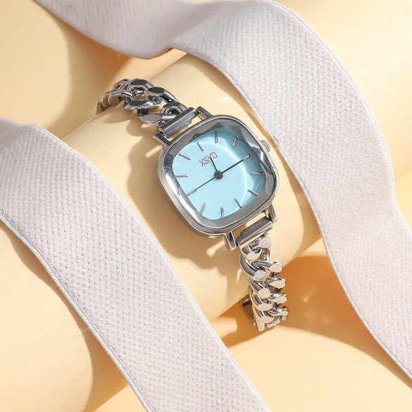 Allmatch Purple Aurora Dial Square Bracelet Watch For Students Alloy Material Fashion Style