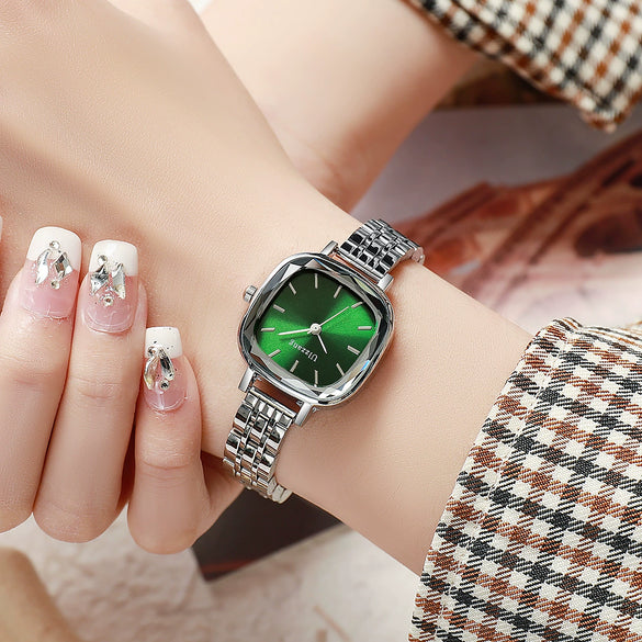 Allmatch Purple Aurora Dial Square Bracelet Watch For Students Alloy Material Fashion Style