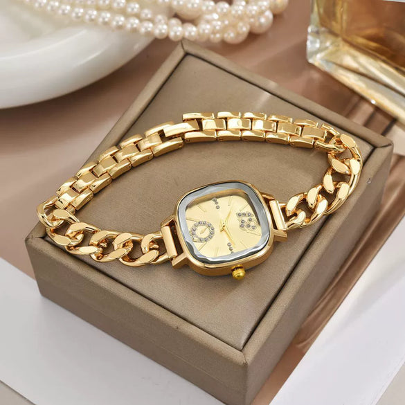 Allmatch Purple Aurora Dial Square Bracelet Watch For Students Alloy Material Fashion Style