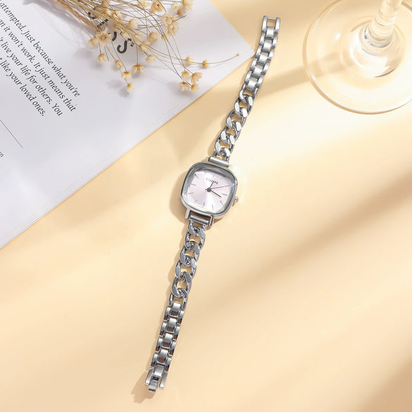 Allmatch Purple Aurora Dial Square Bracelet Watch For Students Alloy Material Fashion Style