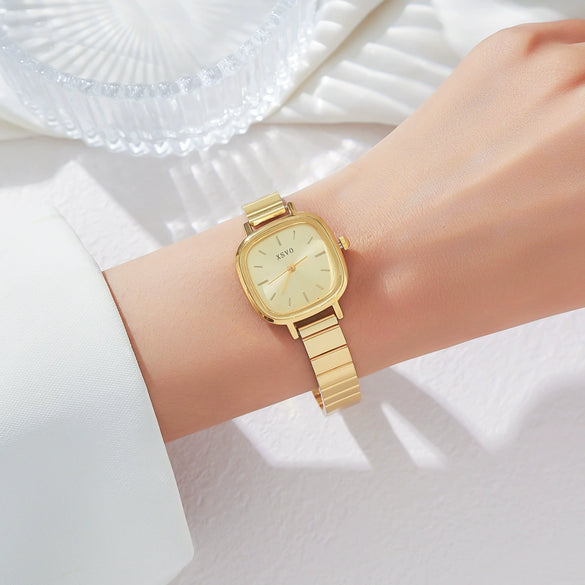 Allmatch Purple Aurora Dial Square Bracelet Watch For Students Alloy Material Fashion Style