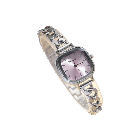 Allmatch Purple Aurora Dial Square Bracelet Watch For Students Alloy Material Fashion Style