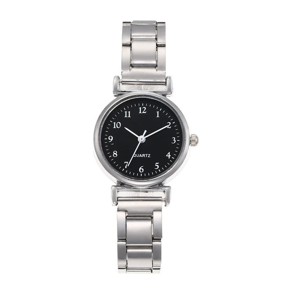 Allmatch Quartz Watch Alloy Case Steel Strip Strap Stainless Steel Clasp Round Dial Small Fresh Style
