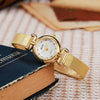 Allmatch Quartz Watch For Female Students With Rhinestone Scale Round Dial Mesh Band And Alloy Material