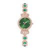 Allmatch Retro Quartz Watch For Women Peacock Green Alloy Case And Strap Round Dial Stainless Steel Buckle