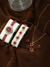 Allmatch Round Diamond Edge Leafshaped Alloy Quartz Jewelry Set For Women