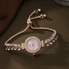 Allmatch Round Diamond Edge Leafshaped Alloy Quartz Jewelry Set For Women