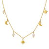 Allmatch Star Moon Natural Freshwater Pearl Tassel Collarbone Necklace For Women 316L Stainless Steel With Electroplating Niche Light Luxury Design