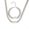 Allmatch Textured Stainless Steel Electroplated Bracelet Necklace Suit