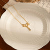 Allmatch Tree Of Life Titanium Steel Clavicle Necklace For Women With Electroplating And Inlaid Zircon