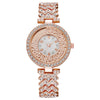 Allmatch Women's Leisure Watch With Quicksand Ball Rhinestone Alloy Case And Stainless Steel Buckle Round Dial