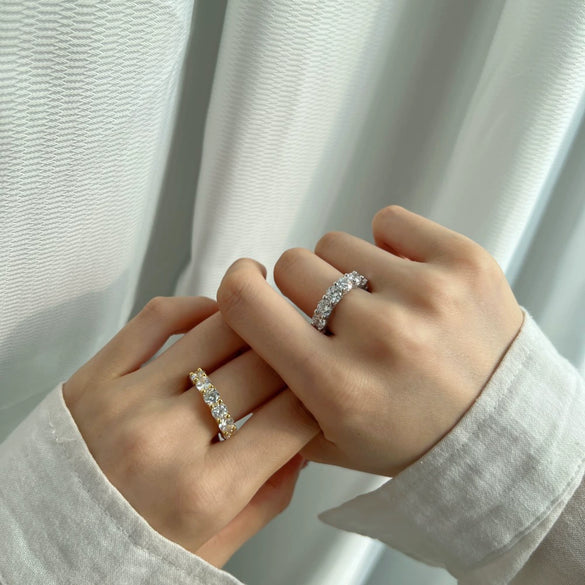 Allmatch Women's Luxury S925 Sterling Silver Geometric Simulation Large Diamond Single Ring With Electroplating