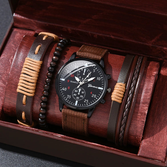 Allmatching Fashion Watch Alloy Case Pu Strap Round Dial
